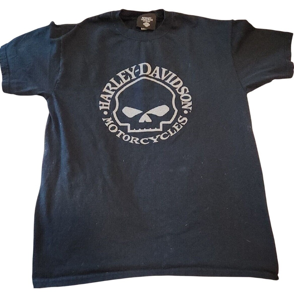 Harley Davidson Museum Skull Logo Black T Shirt Men's Size Medium